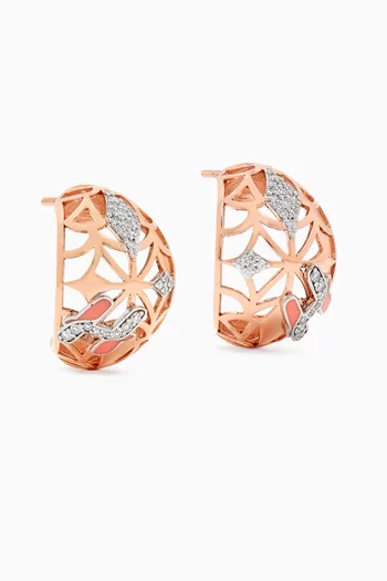 Retro Diamond & Enamel Letter 'H' Earrings in 18kt Rose Gold