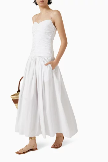 Gathered Maxi Dress in Organic Cotton