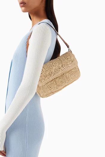 Timmy Crochet Shoulder Bag in Paper Raffia