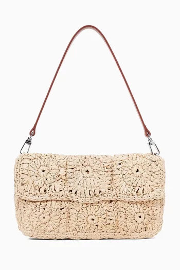Timmy Crochet Shoulder Bag in Paper Raffia