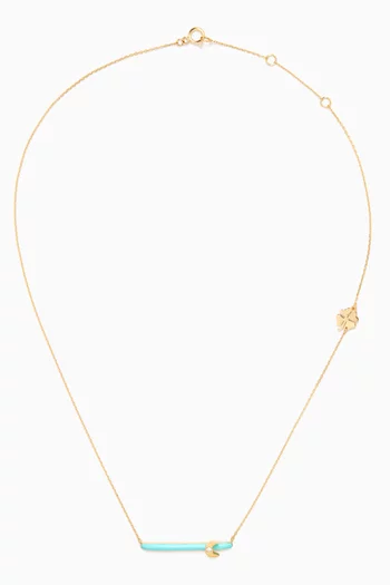 Tiny Mono Diamond Enamel Bar Necklace in 18kt Gold