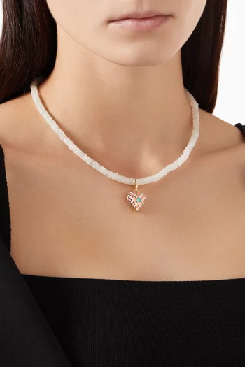 Amina Heart Cabochon Pendant in 18kt Gold