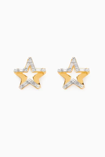 Star Crystal Stud Earrings in 24kt Gold-plated Sterling Silver