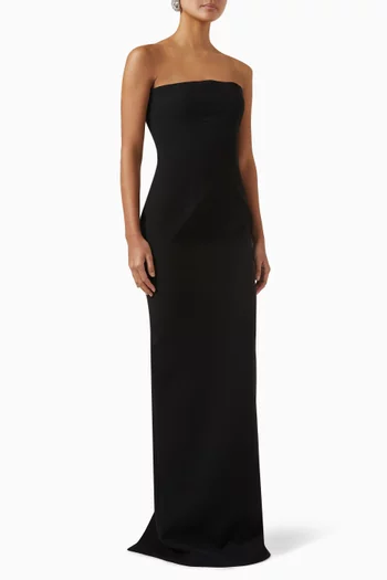 فستان طويل بلا حمالات كريب