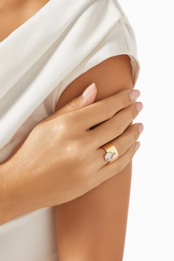 Diano Crystal Ring in 18kt Gold-plated Metal
