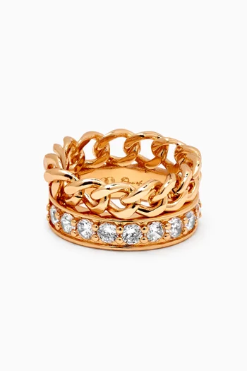 Sanomi Crystal Ring in 18kt Gold-plated Metal