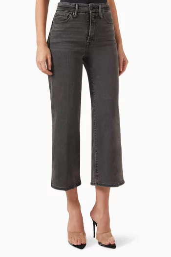 Good Waist Cropped Palazzo Jeans in Cotton-denim