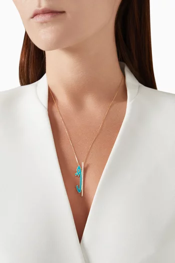 Letter “Faa” Enamel Necklace in 18kt Gold