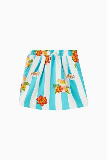 Boke-flower Print Skirt in Cotton
