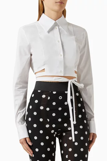 Tie-up Crop Shirt in Stretch Cotton