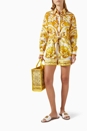 Majolica-print Crop Shirt in Cotton-poplin