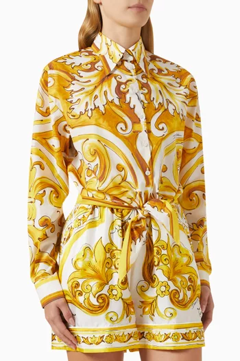 Majolica-print Crop Shirt in Cotton-poplin