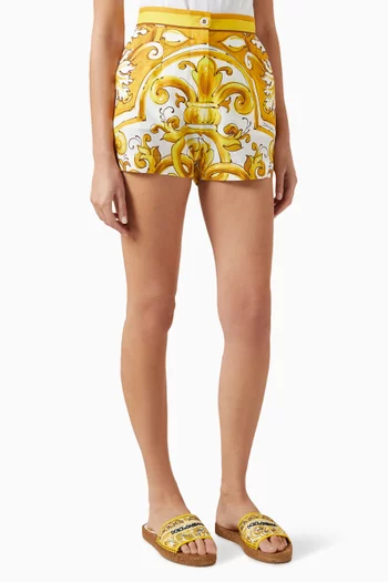 Majolica-print Shorts in Cotton Poplin