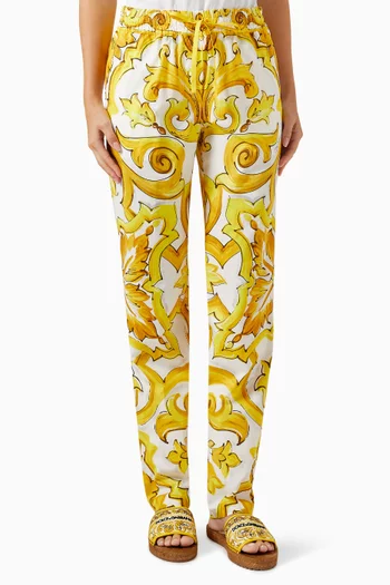 Majolica Print Pants in Silk Twill