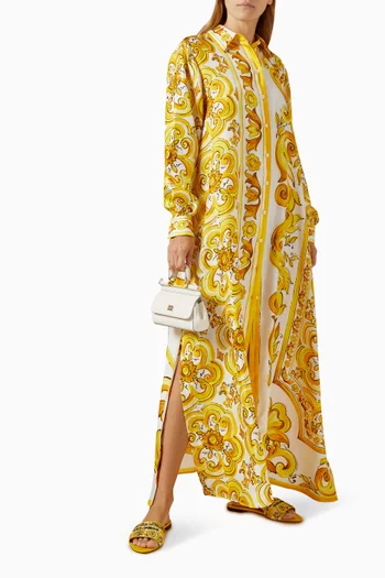 Majolica-print Shirt Kaftan in Silk