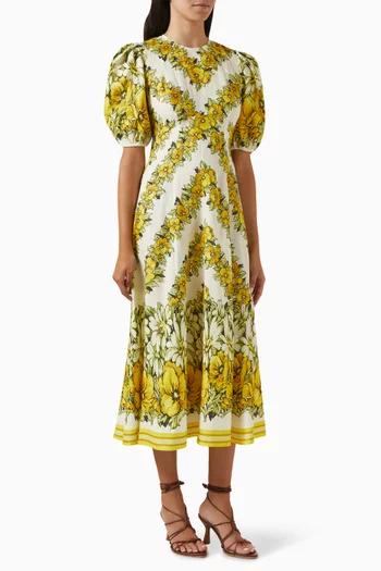 Gisela Printed Midi Dress in Linen