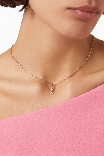 Arabic Single Initial Charm '3ein' in Diamonds and 18kt White Gold