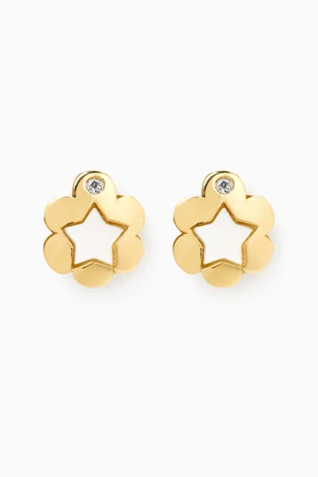 Star 3D Diamond Earrings in18kt Yellow Gold