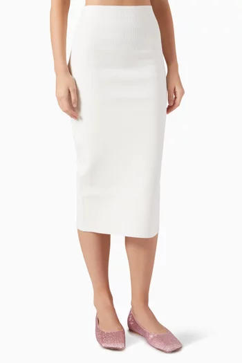 Ribbed High-waisted Midi Skirt in Viscose Blend