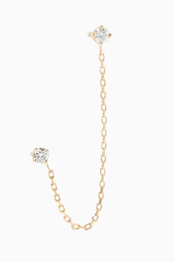 Double Solitaire Chain Stud in 18kt Gold
