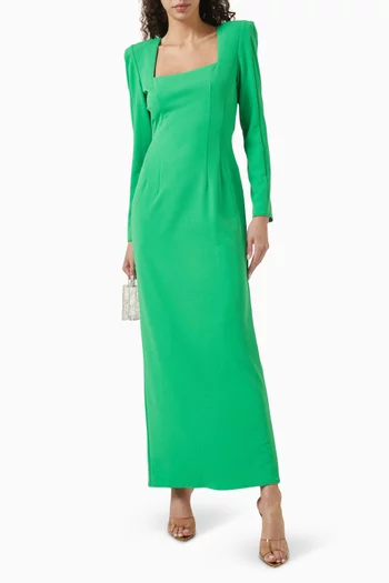 Square-neck Maxi Dress in Nylon-blend