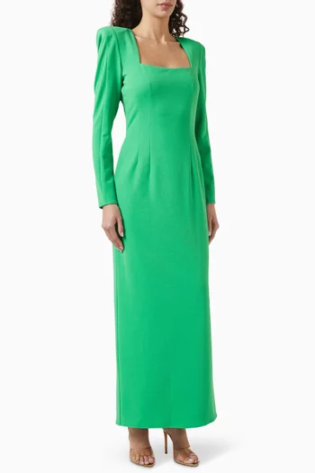 Square-neck Maxi Dress in Nylon-blend
