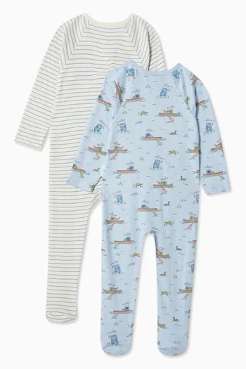 Zip-up Sleepsuit in Organic Cotton, Set of 2