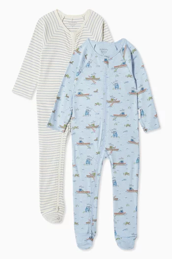 Zip-up Sleepsuit in Organic Cotton, Set of 2