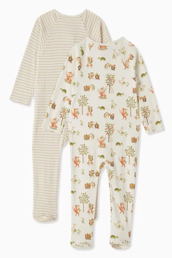 Zip-up Sleepsuit in Organic Cotton, Set of 2
