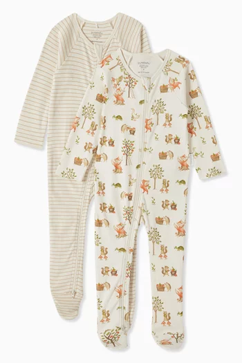 Zip-up Sleepsuit in Organic Cotton, Set of 2