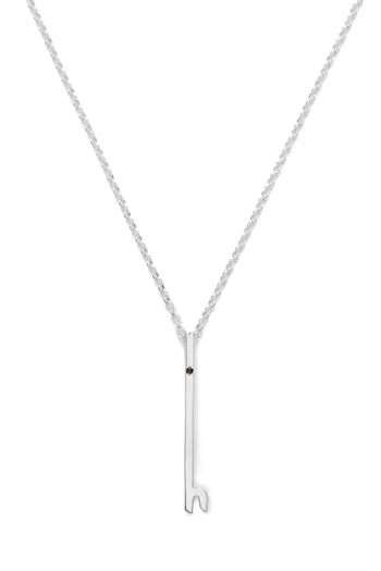 Arabic Letter "Ein" Diamond Pendant Necklace in Sterling Silver