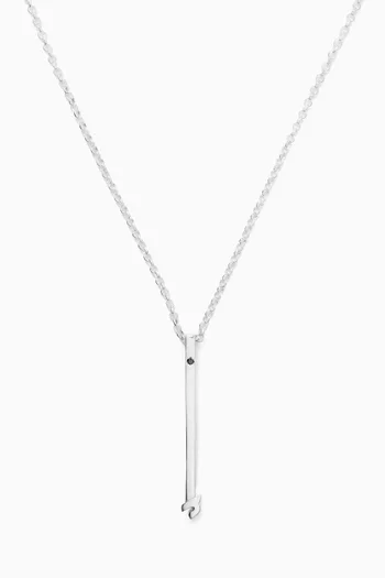 Arabic Letter "Alef"Diamond Pendant Necklace in Sterling Silver