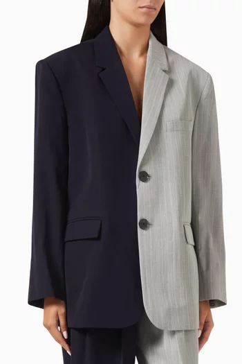 Zelda Oversized Two-tone Blazer in Wool Blend