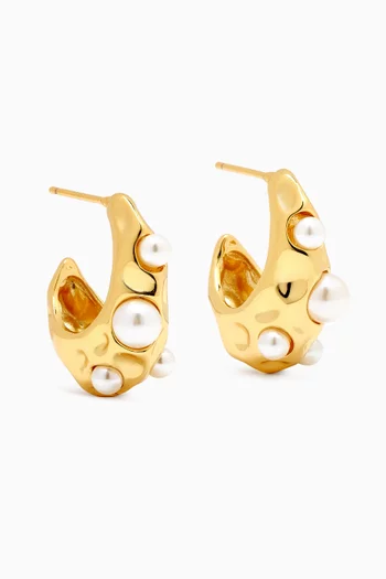 Abstract Pearl Teardrop Earrings in Gold Vermeil