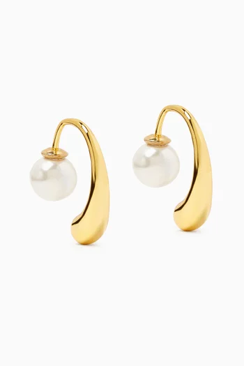 Pearl Teardrop Earrings in Gold-plated Brass