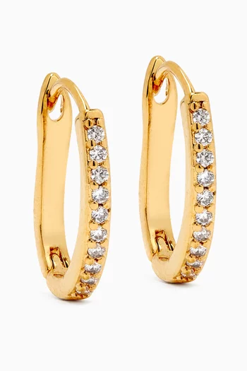 Crystal Pavé Huggie Earrings in Gold-plated Brass