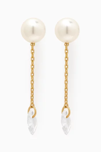 Swarovski Pearl Drop Earrings in Plated Brass