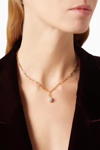 Pearl Chainlink Necklace in Gold-plated Brass
