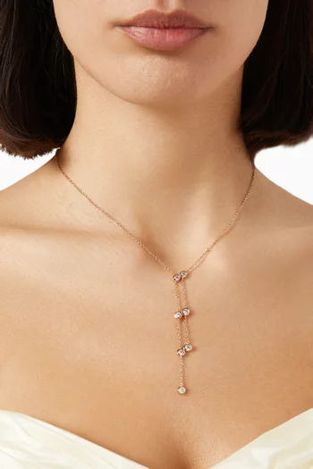 Round Bezel Drop Necklace in Rose Gold-plated Brass