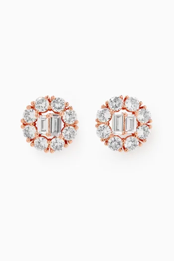 CZ Stud Earrings in Rose Gold-plated Brass