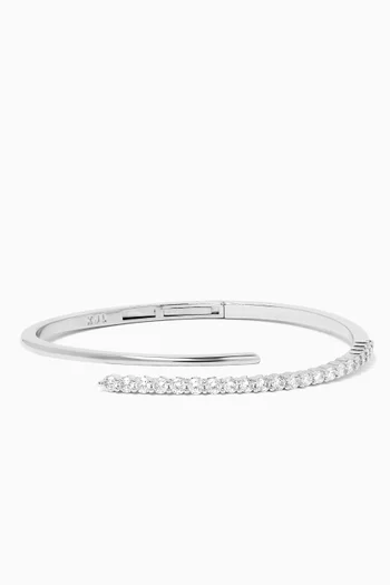 Bypass Pavé CZ Bangle in Rhodium-plated Brass