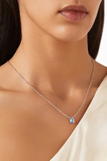 Pear-cut Pendant Necklace in Rhodium-plated Brass