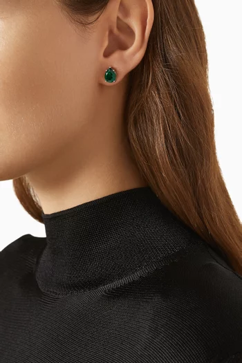 Pear-cut CZ Stud Earrings in Rhodium-plated Brass