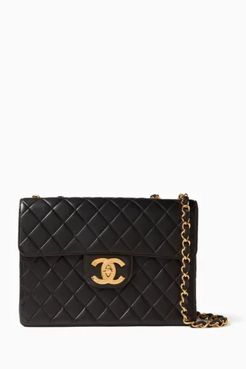 Jumbo Single Flap Shoulder Bag in Quilted Lambskin Leather
