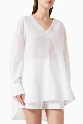 Oversized High-low Blouse in Cotton-silk