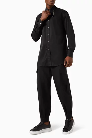 T-bar Chain Shirt in Organic Cotton-poplin