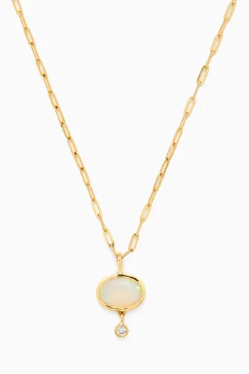 Opale & Diamond Necklace in 9kt Gold