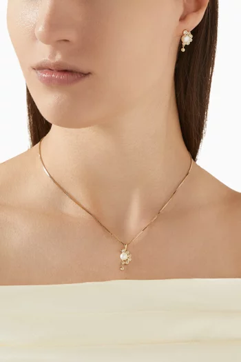 Martha N°2 Diamond & Freshwater Pearl Necklace in 9kt Gold