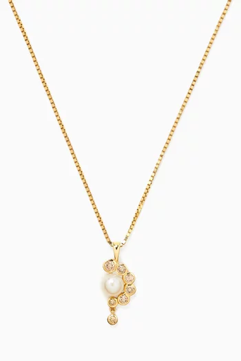 Martha N°2 Diamond & Freshwater Pearl Necklace in 9kt Gold