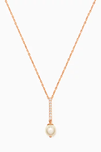 Pearl & Diamond Drop Necklace in 18kt Rose Gold